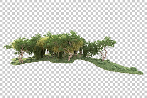 Isla de follaje aislada sobre fondo transparente ilustración de representación 3d