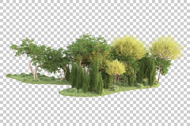 Isla de follaje aislada sobre fondo transparente ilustración de representación 3d