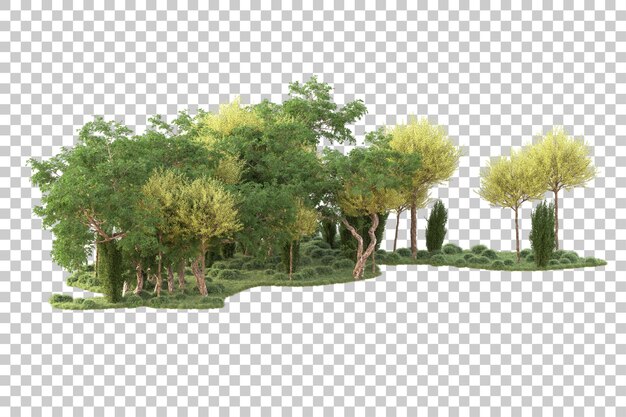 Isla de follaje aislada sobre fondo transparente ilustración de representación 3d