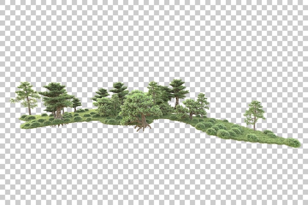Isla de follaje aislada sobre fondo transparente ilustración de representación 3d