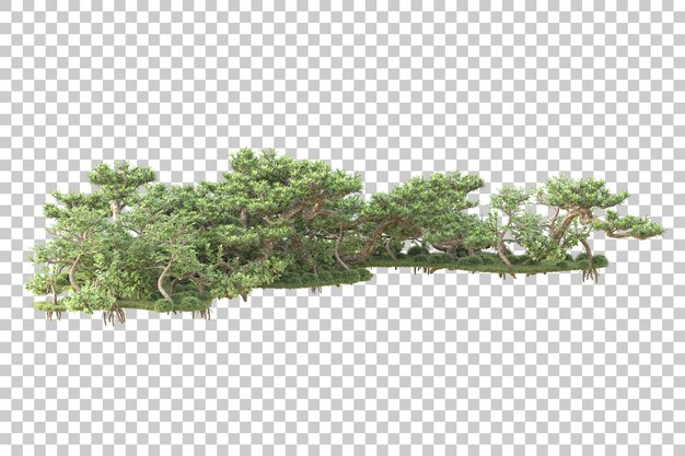 Isla de follaje aislada sobre fondo transparente ilustración de representación 3d