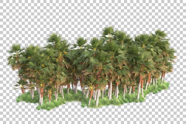 Isla de follaje aislada sobre fondo transparente ilustración de representación 3d