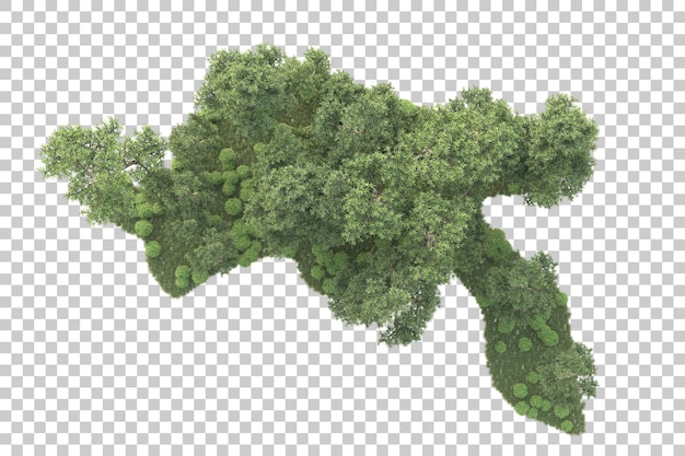 Isla de follaje aislada sobre fondo transparente ilustración de representación 3d