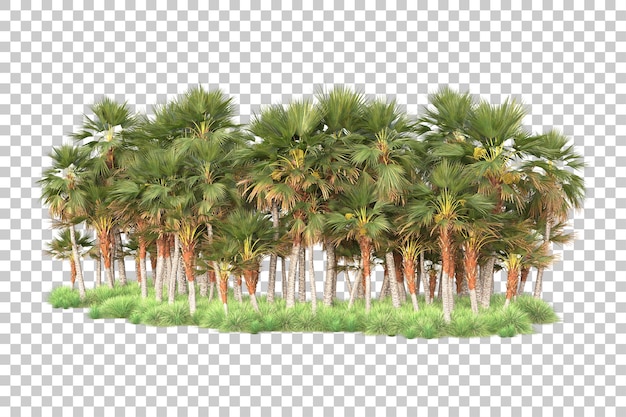 Isla de follaje aislada sobre fondo transparente ilustración de representación 3d