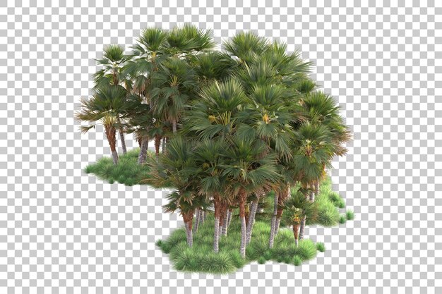 Isla de follaje aislada sobre fondo transparente ilustración de representación 3d