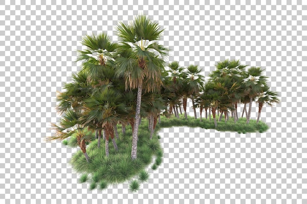 Isla de follaje aislada sobre fondo transparente ilustración de representación 3d