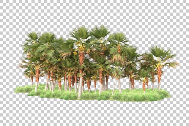 Isla de follaje aislada sobre fondo transparente ilustración de representación 3d