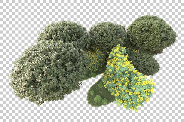 Isla de follaje aislada sobre fondo transparente ilustración de representación 3d