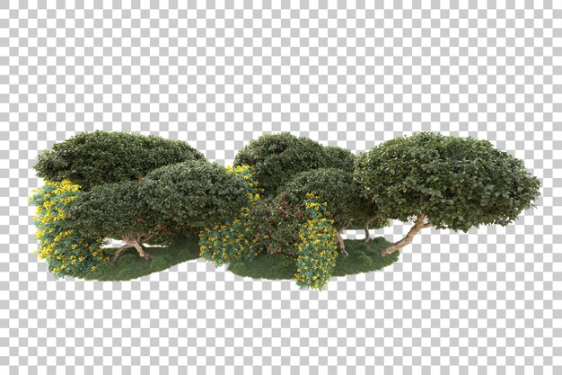 Isla de follaje aislada sobre fondo transparente ilustración de representación 3d