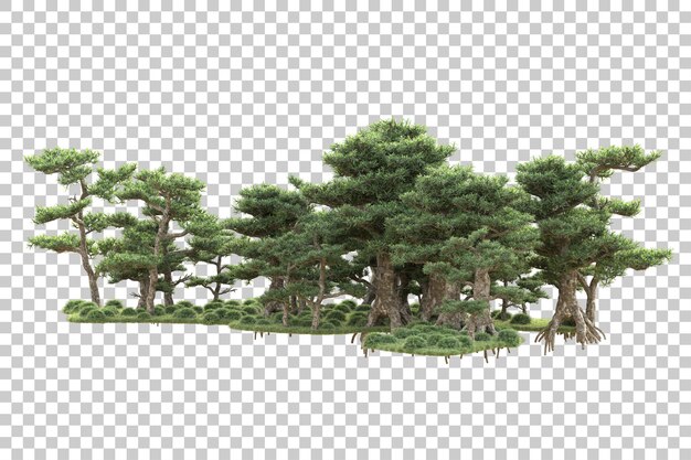Isla de follaje aislada sobre fondo transparente ilustración de representación 3d