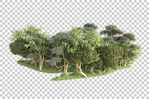 Isla de follaje aislada sobre fondo transparente ilustración de representación 3d
