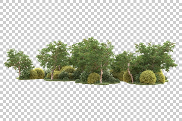 Isla de follaje aislada sobre fondo transparente ilustración de representación 3d