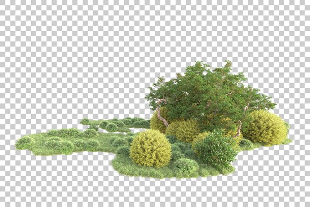 Isla de follaje aislada sobre fondo transparente ilustración de representación 3d