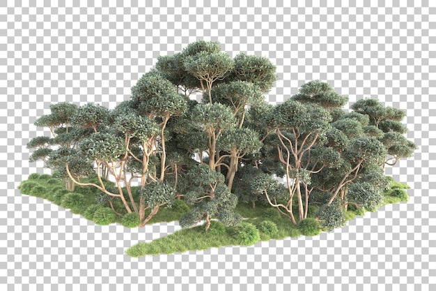 Isla de follaje aislada sobre fondo transparente ilustración de representación 3d