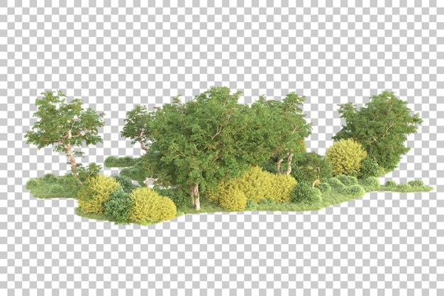Isla de follaje aislada sobre fondo transparente ilustración de representación 3d