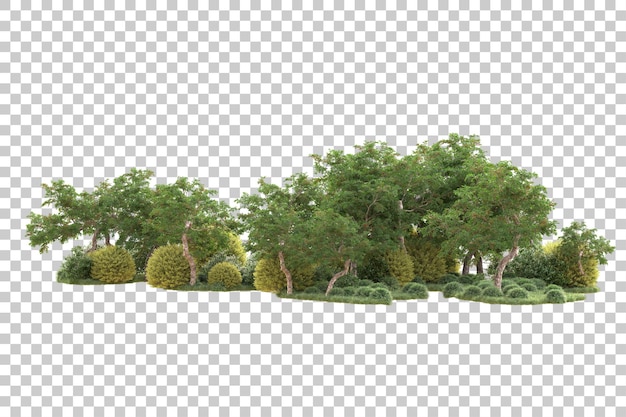 Isla de follaje aislada sobre fondo transparente ilustración de representación 3d