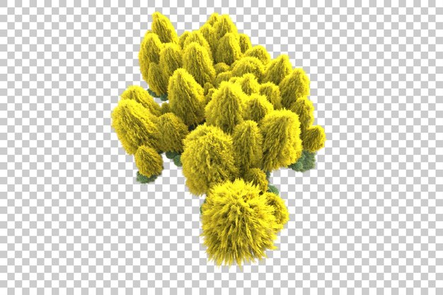 Isla de follaje aislada sobre fondo transparente ilustración de representación 3d
