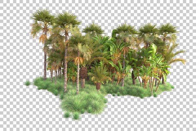 Isla de follaje aislada sobre fondo transparente ilustración de representación 3d