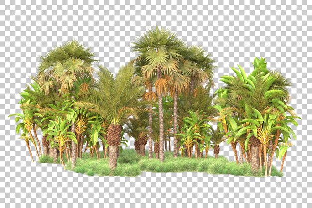 Isla de follaje aislada sobre fondo transparente ilustración de representación 3d