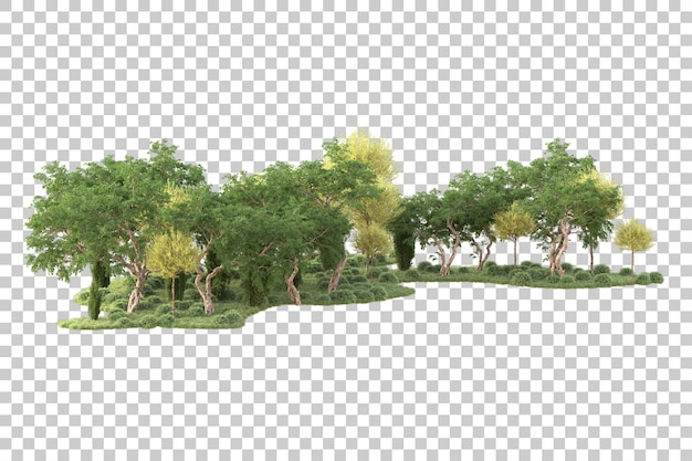 Isla de follaje aislada sobre fondo transparente ilustración de representación 3d