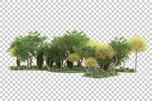 Isla de follaje aislada sobre fondo transparente ilustración de representación 3d