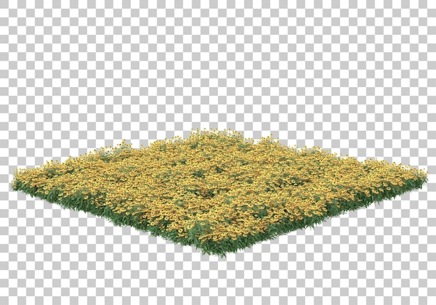 Isla de hierba en la ilustración de renderizado 3d de fondo transparente