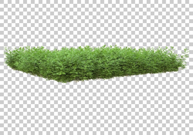 Isla de hierba en la ilustración de renderizado 3d de fondo transparente