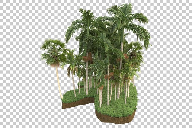 Isla tropical aislada sobre fondo transparente Ilustración de renderizado 3d