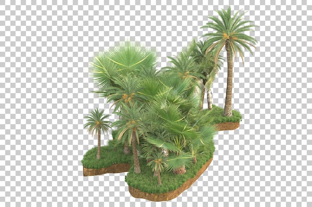 Isla tropical aislada sobre fondo transparente Ilustración de renderizado 3d
