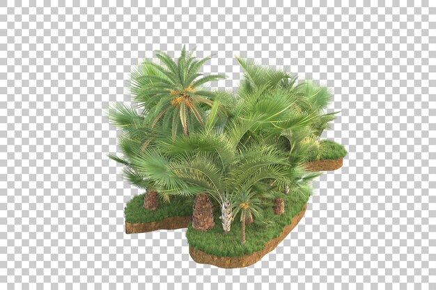 Isla tropical aislada sobre fondo transparente Ilustración de renderizado 3d