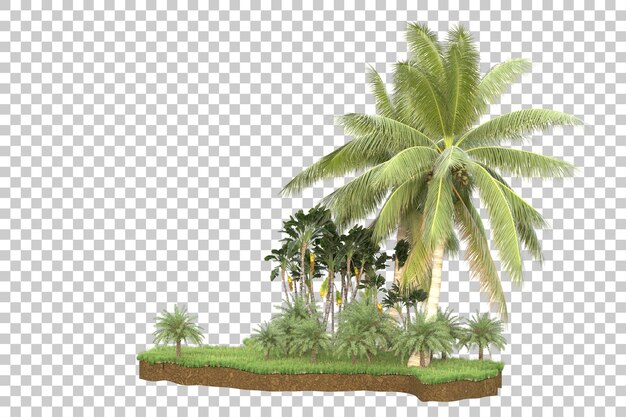 Isla tropical aislada sobre fondo transparente Ilustración de renderizado 3d