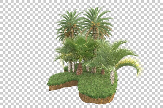 Isla tropical aislada sobre fondo transparente Ilustración de renderizado 3d