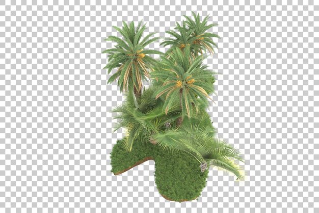 Isla tropical aislada sobre fondo transparente Ilustración de renderizado 3d