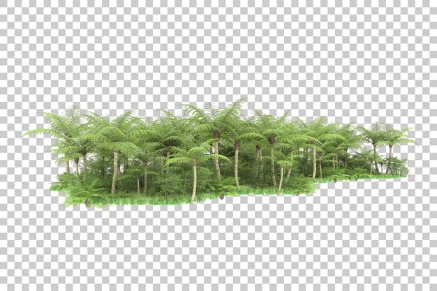 Isla tropical en la ilustración de renderizado 3d de fondo transparente