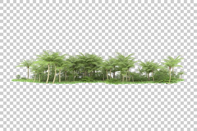 Isla tropical en la ilustración de renderizado 3d de fondo transparente