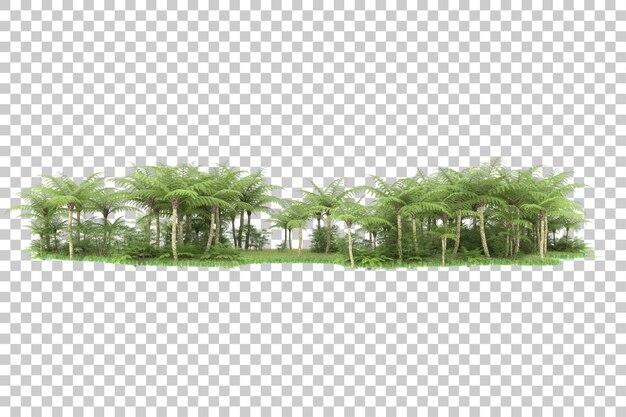 Isla tropical en la ilustración de renderizado 3d de fondo transparente