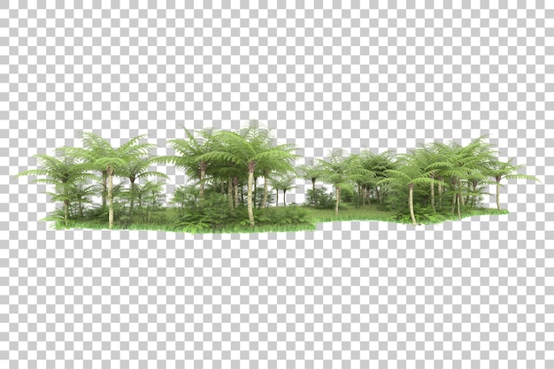Isla tropical en la ilustración de renderizado 3d de fondo transparente