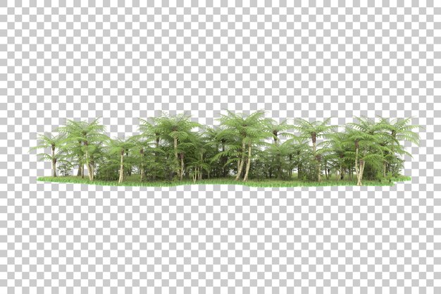 Isla tropical en la ilustración de renderizado 3d de fondo transparente