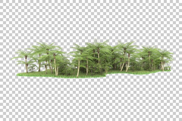 Isla tropical en la ilustración de renderizado 3d de fondo transparente