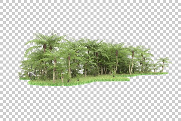 Isla tropical en la ilustración de renderizado 3d de fondo transparente
