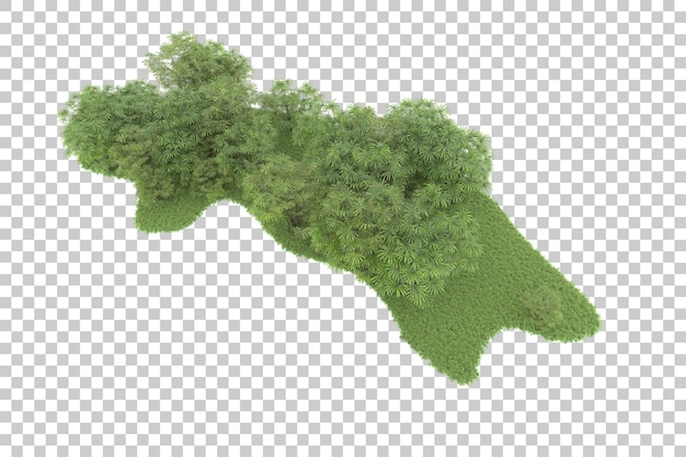 Isla tropical en la ilustración de renderizado 3d de fondo transparente