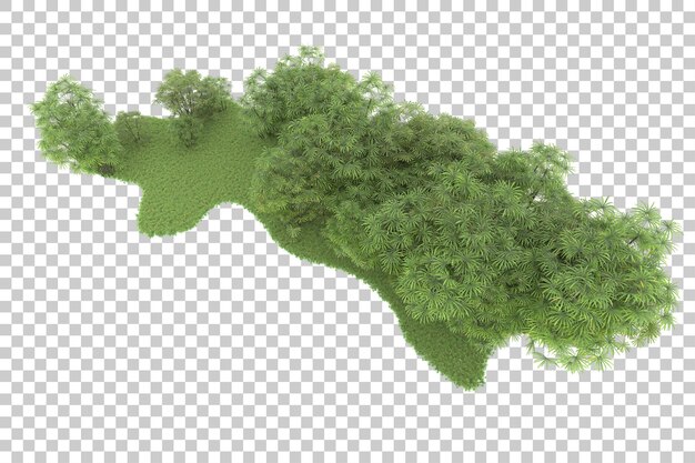 Isla tropical en la ilustración de renderizado 3d de fondo transparente