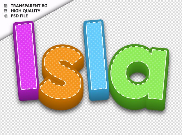 PSD isla typography text colorful craft spring psd transparent