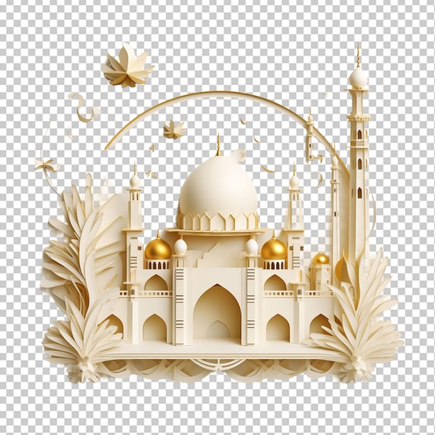 Islamische grußkarte mit 3d-eid mubarak typografie designon png