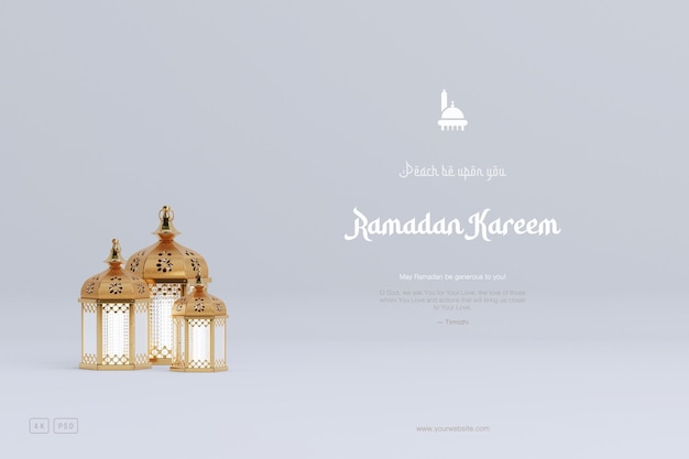 Islamische Ramadan-Grußhintergrundkomposition mit arabischen Laternen und Ornamenten