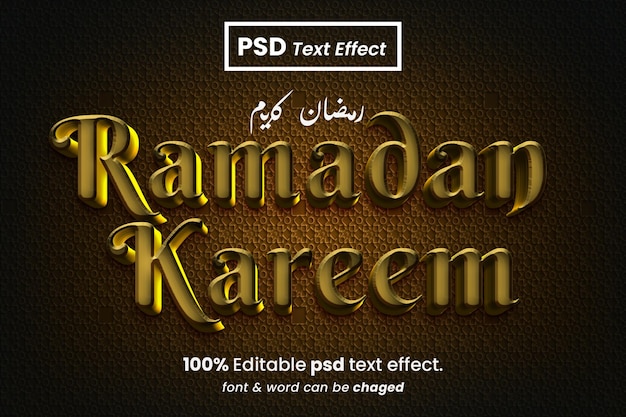 Islamischer ramadan kareem 3d-bearbeitbare psd-text-effekt