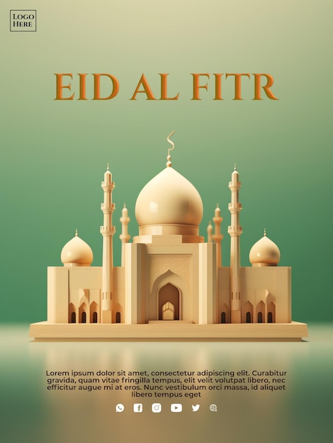 Islamisches banner 3d eid fitr ramadan social media für ramdhan-event ied fitr-event islamisches event