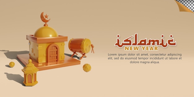 islamisches neues jahr mit 3d-render-illustration