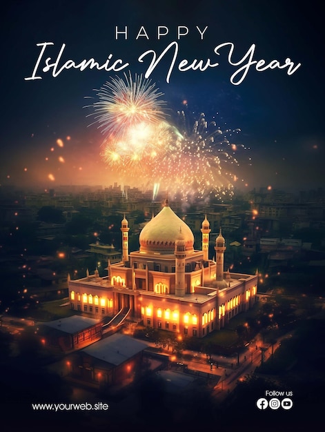 Islamisches neujahrsgrußplakat