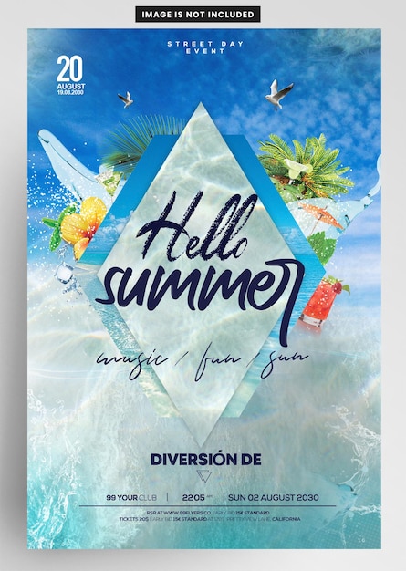 PSD island vibes sommerparty club flyer